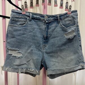 Casual Blue Distressed Jean Shorts